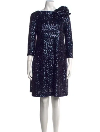 Pre-owned Chiara Boni Bateau Neckline Mini Dress W/ Tags In Blue