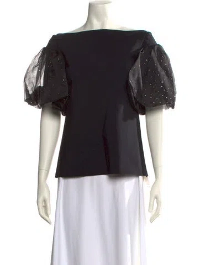 Pre-owned Chiara Boni Bateau Neckline Short Sleeve Blouse W/ Tags In Black