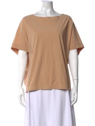 Pre-owned Chiara Boni Bateau Neckline Short Sleeve Top In Neutrals