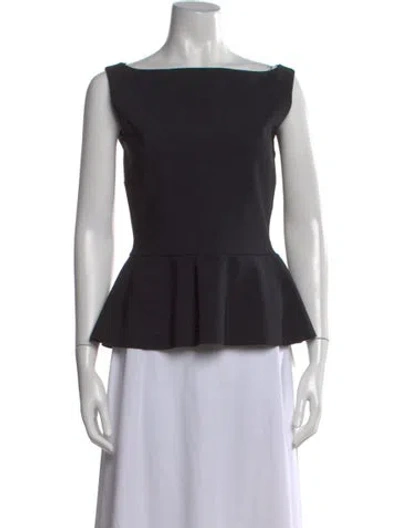 Pre-owned Chiara Boni Bateau Neckline Sleeveless Top In Black