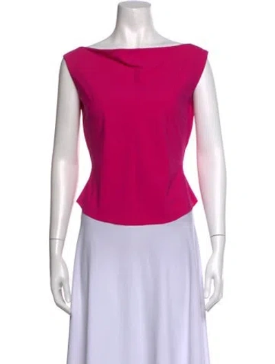 Pre-owned Chiara Boni Bateau Neckline Sleeveless Top In Pink