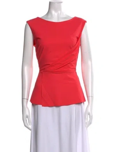 Pre-owned Chiara Boni Bateau Neckline Sleeveless Top W/ Tags In Red