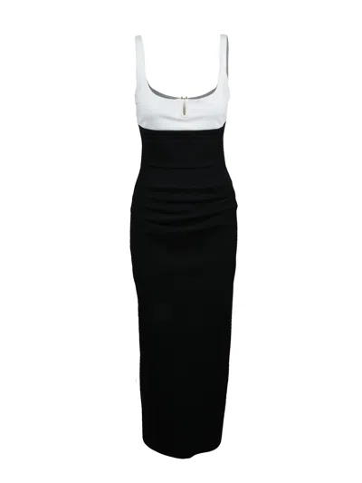 Chiara Boni Black/white Two-tone Stretch Midi Dress
