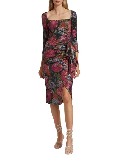 Chiara Boni Cesarima Ms Print Dress In Glowing Peonies Black In Multi