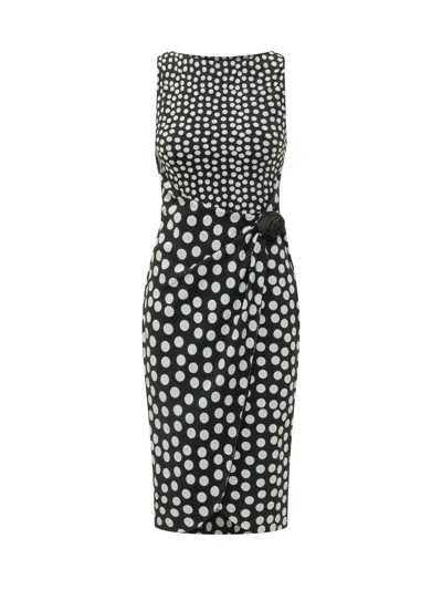 Chiara Boni Chic Mini Suit With Unique Print And Draped Design In Bette Small Black/bette Big Black