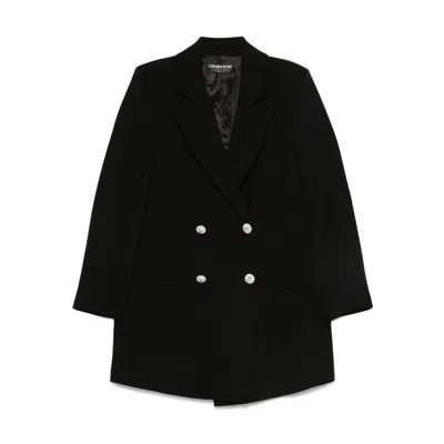 Chiara Boni Ecoply Embellished Double-breasted Coat In Black