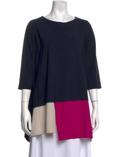 Pre-owned Chiara Boni Colorblock Pattern Crew Neck Top In Black