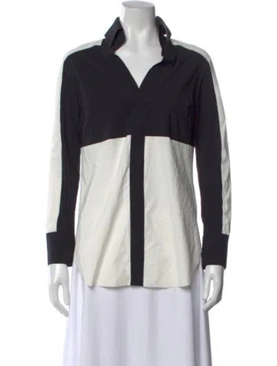 Pre-owned Chiara Boni Colorblock Pattern V-neck Top In Black