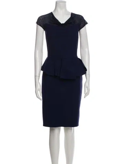 Pre-owned Chiara Boni Cowl Neck Knee-length Dress In Blue