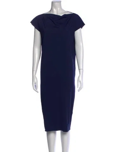 Pre-owned Chiara Boni Cowl Neck Knee-length Dress In Blue