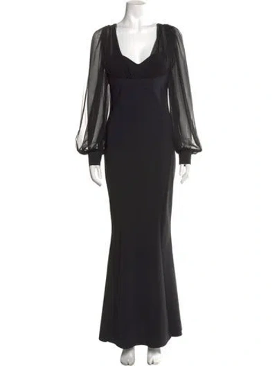Pre-owned Chiara Boni Cowl Neck Long Dress In Black