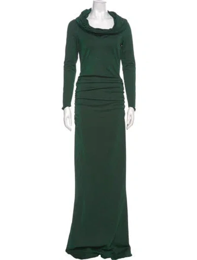 Pre-owned Chiara Boni Cowl Neck Long Dress In Green