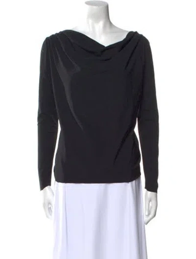 Pre-owned Chiara Boni Cowl Neck Long Sleeve Top In Black