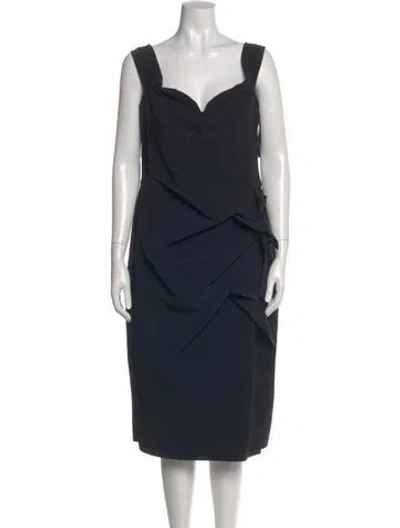 Pre-owned Chiara Boni Cowl Neck Midi Length Dress In Black