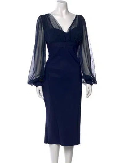 Pre-owned Chiara Boni Cowl Neck Midi Length Dress In Blue