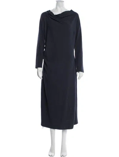 Pre-owned Chiara Boni Cowl Neck Midi Length Dress In Blue