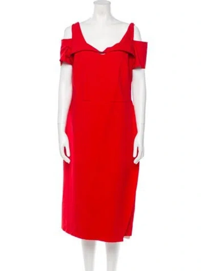 Pre-owned Chiara Boni Cowl Neck Midi Length Dress In Red
