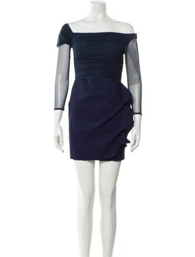 Pre-owned Chiara Boni Cowl Neck Mini Dress In Blue