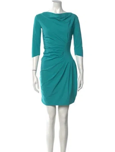 Pre-owned Chiara Boni Cowl Neck Mini Dress W/ Tags In Blue/green