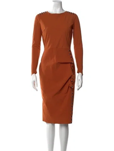 Pre-owned Chiara Boni Crew Neck Knee-length Dress In Orange