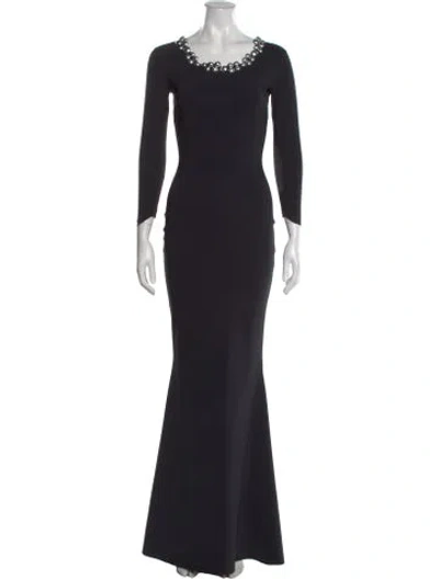 Pre-owned Chiara Boni Crew Neck Long Dress In Black