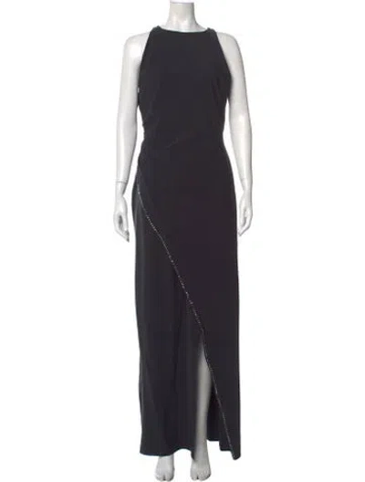 Pre-owned Chiara Boni Crew Neck Long Dress In Gray