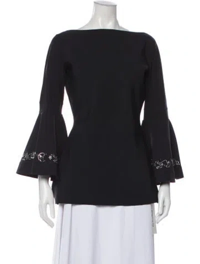 Pre-owned Chiara Boni Crew Neck Long Sleeve Top In Blue