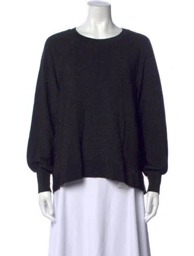 Pre-owned Chiara Boni Crew Neck Long Sleeve Top In Blue/metallic