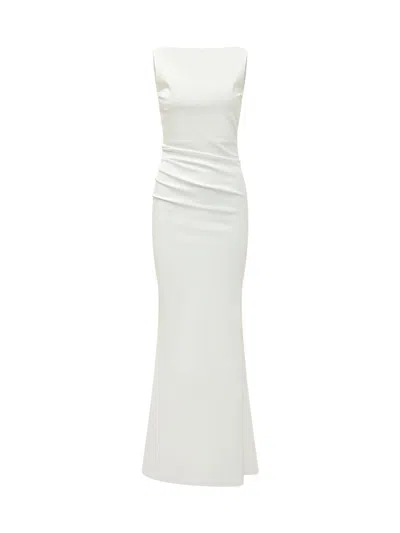Chiara Boni Elegant Long Ajour Suit With Dramatic Neckline In White