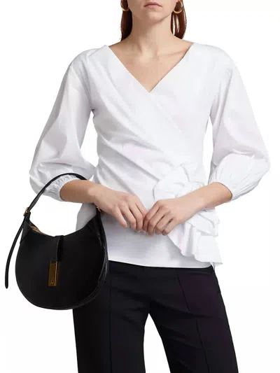 Chiara Boni Elizee Rosette-waist Faux-wrap Top In White