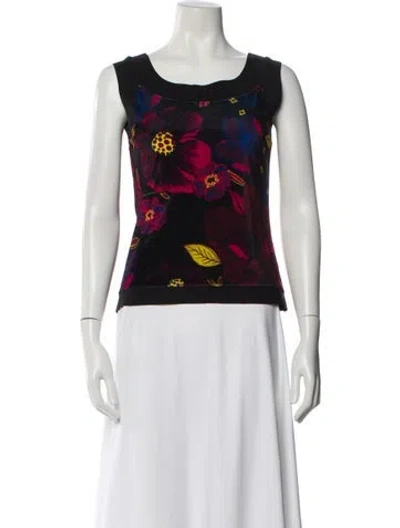 Pre-owned Chiara Boni Floral Print Crew Neck Top W/ Tags In Multi