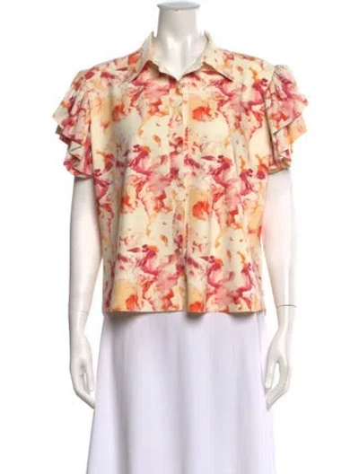 Pre-owned Chiara Boni Floral Print Crew Neck Top W/ Tags In Multicolor