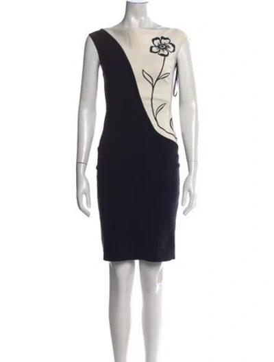 Pre-owned Chiara Boni Floral Print Knee-length Dress In Black