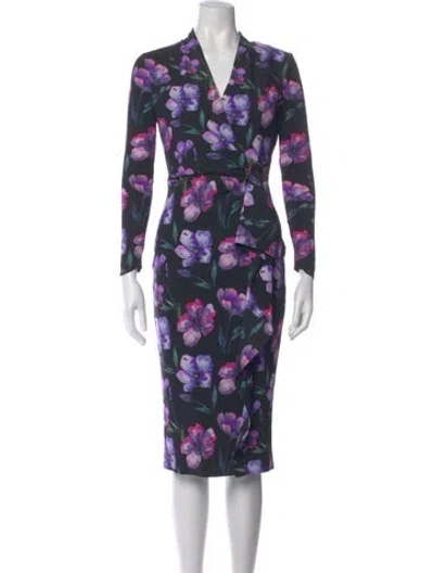 Pre-owned Chiara Boni Floral Print Knee-length Dress In Blue