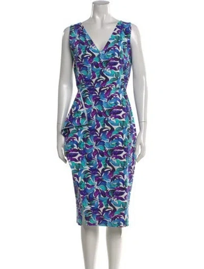 Pre-owned Chiara Boni Floral Print Knee-length Dress In Blue