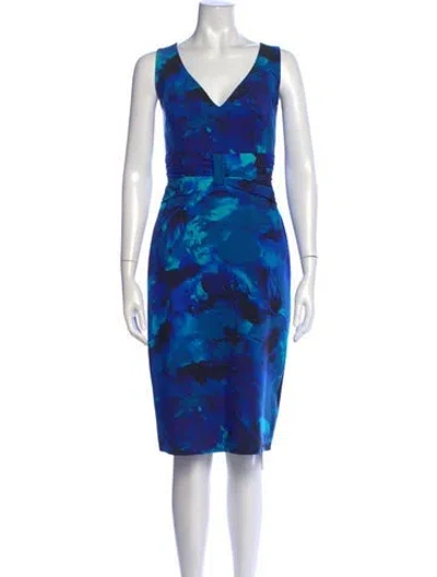 Pre-owned Chiara Boni Floral Print Knee-length Dress In Blue