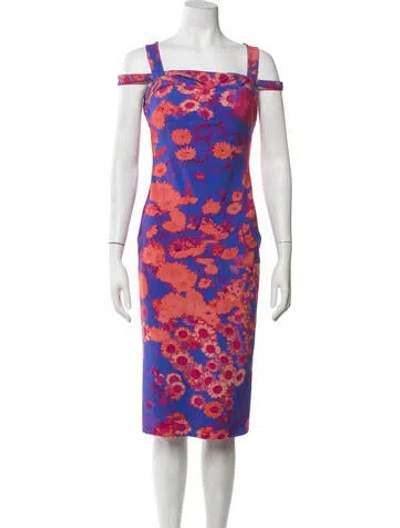 Pre-owned Chiara Boni Floral Print Knee-length Dress In Blue