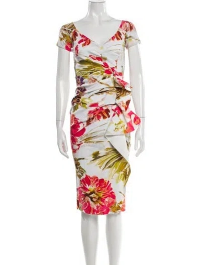 Pre-owned Chiara Boni Floral Print Knee-length Dress In Green