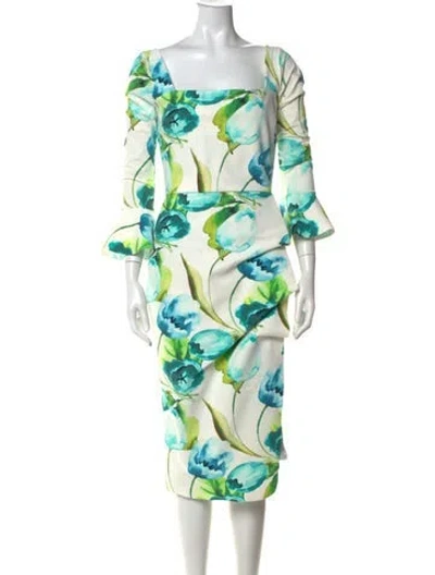 Pre-owned Chiara Boni Floral Print Knee-length Dress In Green