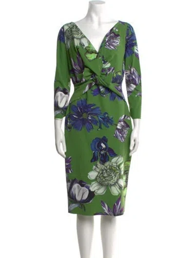 Pre-owned Chiara Boni Floral Print Knee-length Dress In Green