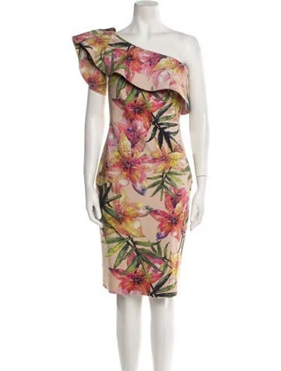 Pre-owned Chiara Boni Floral Print Knee-length Dress In Neutral
