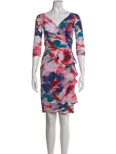Pre-owned Chiara Boni Floral Print Knee-length Dress In Pink