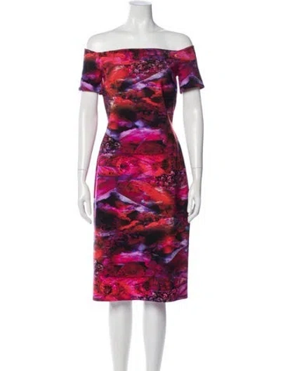 Pre-owned Chiara Boni Floral Print Knee-length Dress In Purple