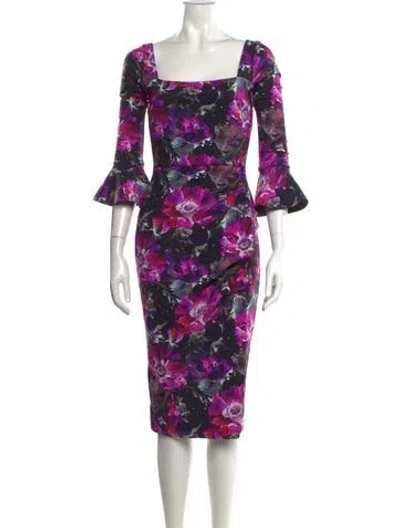 Pre-owned Chiara Boni Floral Print Knee-length Dress In Purple
