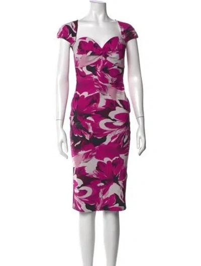 Pre-owned Chiara Boni Floral Print Knee-length Dress In Purple