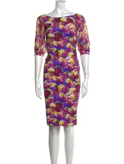 Pre-owned Chiara Boni Floral Print Knee-length Dress In Purple