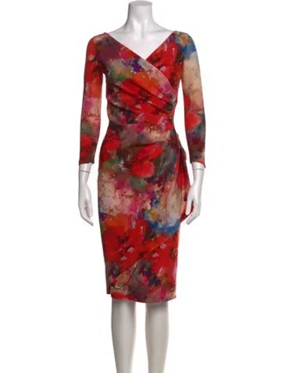 Pre-owned Chiara Boni Floral Print Knee-length Dress In Red