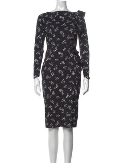 Pre-owned Chiara Boni Floral Print Knee-length Dress W/ Tags In Black
