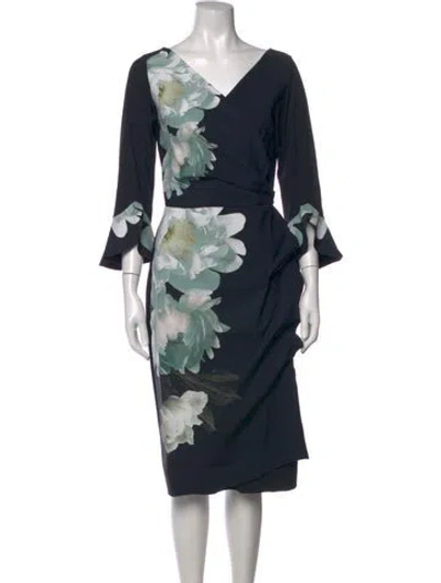 Pre-owned Chiara Boni Floral Print Knee-length Dress W/ Tags In Multicolor