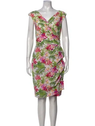 Pre-owned Chiara Boni Floral Print Knee-length Dress In White